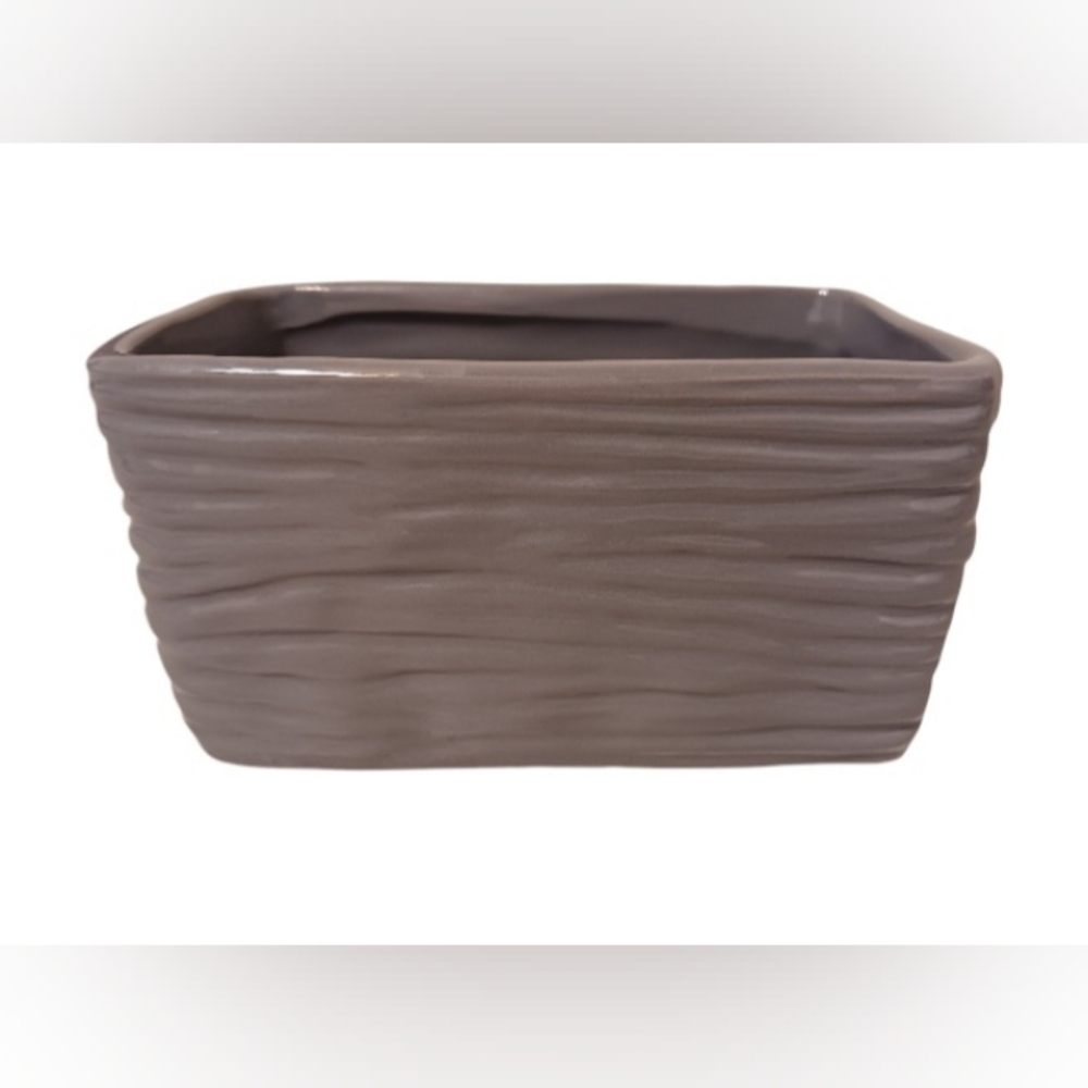 NEW COSTA FARMS SMALL GRAY RECTANGULAR CERAMIC TEXTURED PLANTER